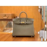 Birkin Elephant Grey Gold Buckle togo leather French original beeswax thread