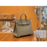 Birkin Elephant Grey Silver Buckle togo leather French original beeswax thread