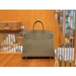 Birkin Elephant Grey Silver Buckle togo leather French original beeswax thread