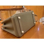 Birkin Elephant Grey Silver Buckle togo leather French original beeswax thread