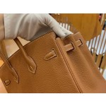 Birkin gold brown and silver buckle togo French original beeswax thread