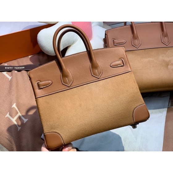 birkin30 imported cow hair ➕ golden brown swift full handmade gold buckle