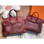 birkin30/25 burgundy imported fetal cow hair spelling swift all handmade gold buckle