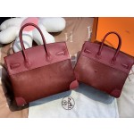 birkin30/25 burgundy imported fetal cow hair spelling swift all handmade gold buckle