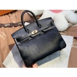 birkin25cm Imported fetal cow hair ➕ Black swift  Full handmade gold buckle