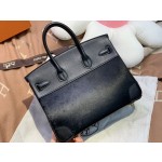 birkin25cm Imported fetal cow hair ➕ Black swift  Full handmade gold buckle