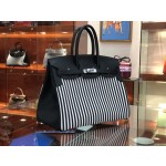 Birkin Riga 30cm swift leather spell imported canvas top handmade! Counter quality!