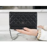 Chanel 𝑾𝒐𝒄 hair bag (press button version) leather black cow silver