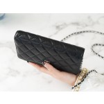 Chanel 𝑾𝒐𝒄 hair bag (press button version) leather black cow silver