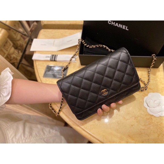 CHANEL 𝑾𝒐𝒄 Fat Choi bag (pressed version) leather black ox gold