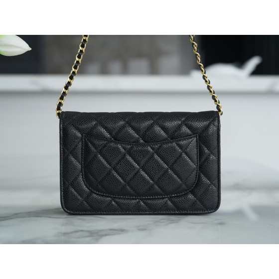 Chanel 𝑾𝒐𝒄 Lucky Bag Entry Classic 𝑾𝒐𝒄𝒄 (Magnetic Buckle) Black Bull Gold