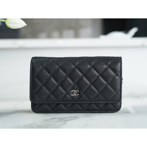 CHANEL 𝑾𝒐𝒄 Hairy Bag Entry Classic 𝑾𝒐𝒄𝒄 (Magnetic Closure) Black Bull Silver