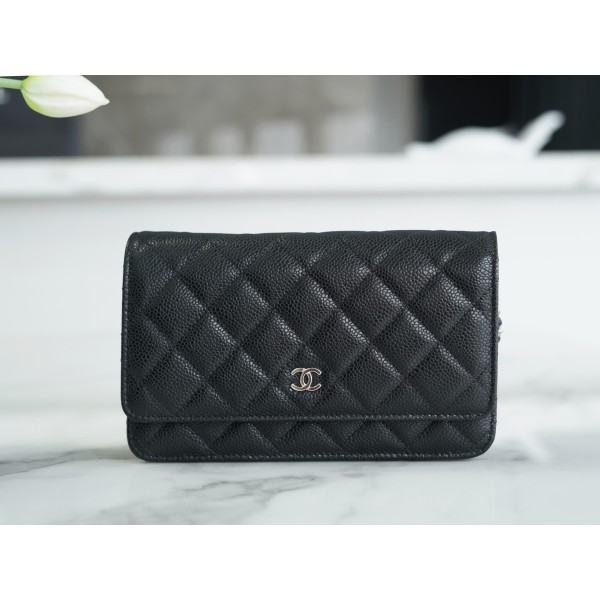 CHANEL 𝑾𝒐𝒄 Hairy Bag Entry Classic 𝑾𝒐𝒄𝒄 (Magnetic Closure) Black Bull Silver