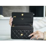CHANEL 𝑾𝒐𝒄 Fat Choi Bag Entry Classic 𝑾𝒐𝒄𝒄 (Magnetic Closure) Black Sheep Gold🐑