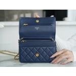 CHANEL𝑾𝒐𝒄 Lucky Bag Entry Classic 𝑾𝒐𝒄 (Magnetic Buckle) Dark Blue Calfskin
