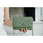 CHANEL 𝑾𝒐𝒄 Hairy Bag Entry Classic 𝑾𝒐𝒄𝒄𝑾𝒐𝒄 (Magnetic Closure) (Lambskin) Matcha Green