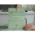 CHANEL 19Bag 𝑾𝒐𝒄 22C gold buckle light green
