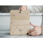 CHANEL 19Bag 𝑾𝒐𝒄 22C silver buckle light apricot
