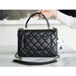 Chanel Trendy cc mouth flap bag lambskin black gold