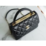 Chanel Trendy cc mouth flap bag lambskin black gold