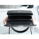 Chanel Trendy cc mouth flap bag lambskin black gold Genuine Leather