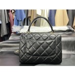 Chanel Trendy cc mouth flap bag V grid black gold genuine leather