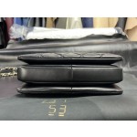 Chanel Trendy cc mouth flap bag V grid black gold genuine leather