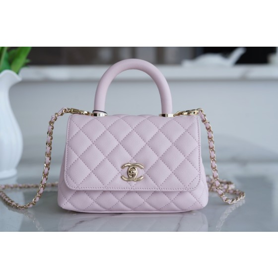 CHANEL 𝑪𝒐𝑪𝒐 𝒉𝒂𝒏𝒅𝒍𝒆 New Cowhide Handle 𝗠𝗶𝗡𝗶𝗡𝗶 Cherry Blossom Pink