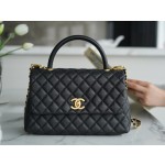 CHANEL 𝑪𝒐𝑪𝒐 𝒉𝒂𝒏𝒅𝒍𝒆 New Cowhide Handle Medium Black Gold