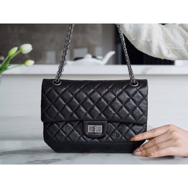 𝗖𝗵𝗮𝗻𝗲𝗹 Replica ❷. ❺❺ Italian [Montebello] Calfskin Small   Black Silver