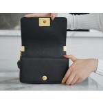 𝗖𝗵𝗮𝗻𝗲𝗹 𝗟𝗲𝗯𝗼𝘆 Imported custom caviar calfskin:Small ball pattern Small Black Gold