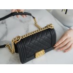 𝗖𝗵𝗮𝗻𝗲𝗹 𝗟𝗲𝗯𝗼𝘆 Imported custom caviar calfskin:Small ball pattern Small Black Gold