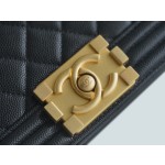 𝗖𝗵𝗮𝗻𝗲𝗹 𝗟𝗲𝗯𝗼𝘆 Imported custom caviar calfskin:Small ball pattern Small Black Gold