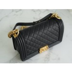 𝗖𝗵𝗮𝗻𝗲𝗹 𝗟𝗲𝗯𝗼𝘆 Imported custom caviar calfskin:Small ball pattern Medium Black Gold