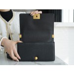 𝗖𝗵𝗮𝗻𝗲𝗹 𝗟𝗲𝗯𝗼𝘆 Imported custom caviar calfskin:Large ball pattern Medium Black Gold