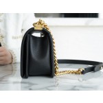 𝗖𝗵𝗮𝗻𝗲𝗹 𝗟𝗲𝗯𝗼𝘆 Imported custom caviar calfskin:Large ball pattern Medium Black Gold