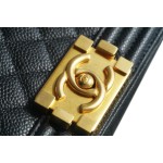 𝗖𝗵𝗮𝗻𝗲𝗹 𝗟𝗲𝗯𝗼𝘆 Imported custom caviar calfskin:Large ball pattern Medium Black Gold