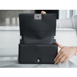 𝗖𝗵𝗮𝗻𝗲𝗹 𝗟𝗲𝗯𝗼𝘆 Imported custom caviar calfskin:Large ball pattern Medium Black Silver