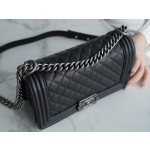 𝗖𝗵𝗮𝗻𝗲𝗹 𝗟𝗲𝗯𝗼𝘆 Imported custom caviar calfskin:Large ball pattern Medium Black Silver