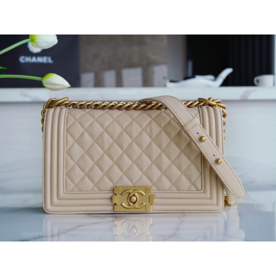 𝗖𝗵𝗮𝗻𝗲𝗹 𝗟𝗲𝗯𝗼𝘆 Imported custom caviar calfskin:Medium Light apricot