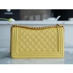 𝗖𝗵𝗮𝗻𝗲𝗹 𝗟𝗲𝗯𝗼𝘆  Original "INCAS" lychee grain calfskin：Medium Lemon Yellow