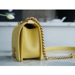 𝗖𝗵𝗮𝗻𝗲𝗹 𝗟𝗲𝗯𝗼𝘆  Original "INCAS" lychee grain calfskin：Medium Lemon Yellow