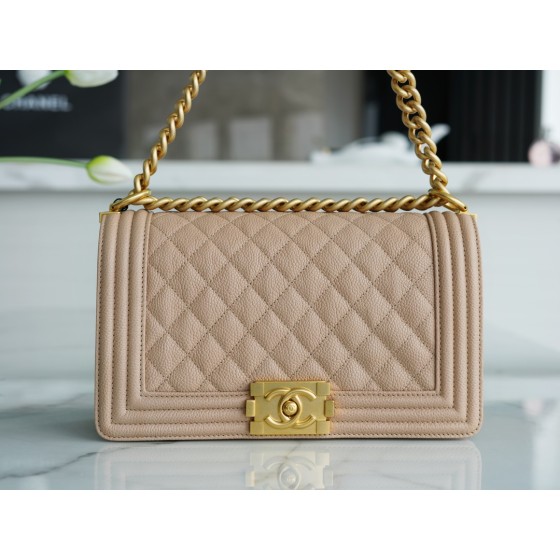 𝗖𝗵𝗮𝗻𝗲𝗹 𝗟𝗲𝗯𝗼𝘆 原厂《INCAS》荔枝纹胎牛皮：中号 奶茶杏