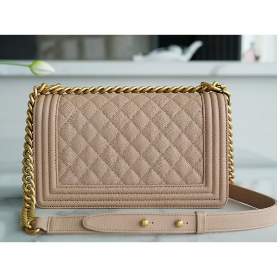 𝗖𝗵𝗮𝗻𝗲𝗹 𝗟𝗲𝗯𝗼𝘆 原厂《INCAS》荔枝纹胎牛皮：中号 奶茶杏