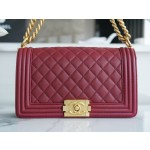 𝗖𝗵𝗮𝗻𝗲𝗹 𝗟𝗲𝗯𝗼𝘆 原厂《INCAS》荔枝纹胎牛皮：中号 波尔多酒红