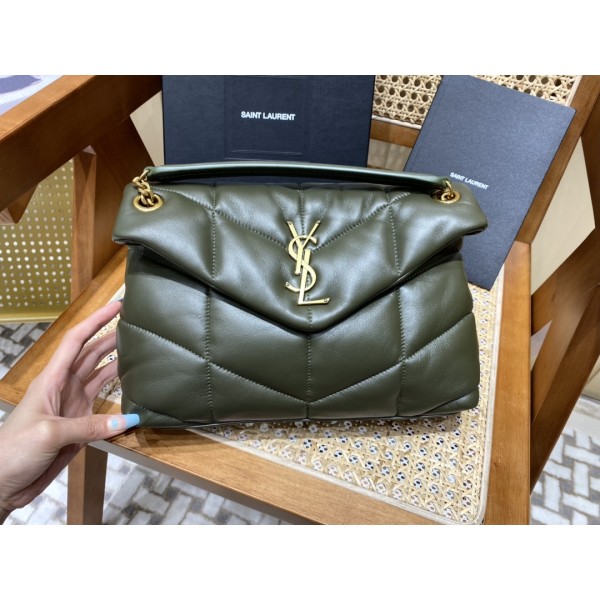 SAINT LAURENT #𝙇𝙤𝙪𝙇𝙤𝙪 𝙥𝙪𝙛𝙛𝙚𝙧#57747(large gold buckle)