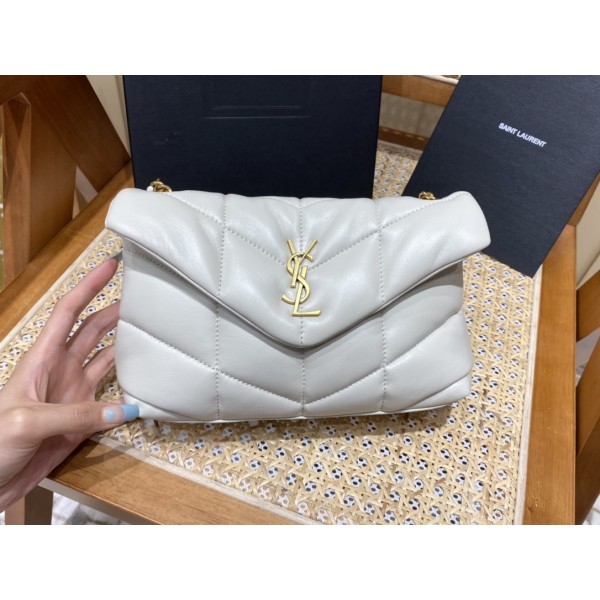 SAINT LAURENT #𝙇𝙤𝙪𝙇𝙤𝙪 𝙥𝙪𝙛𝙛𝙚𝙧LOULOU PUFFER Mini Quilted Lambskin Bag #620333Original Leather