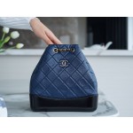 𝗖𝗵𝗮𝗻𝗲𝗹𝗚𝗮𝗯𝗿𝗶𝗲𝗹𝗲❥vagrancyBackpack Italy 🇮🇹 "Montebello" original tire cowhide：Small💙🖤Blue and Black