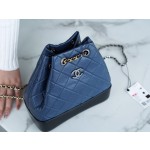 𝗖𝗵𝗮𝗻𝗲𝗹𝗚𝗮𝗯𝗿𝗶𝗲𝗹𝗲❥vagrancyBackpack Italy 🇮🇹 "Montebello" original tire cowhide：Small💙🖤Blue and Black