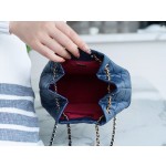 𝗖𝗵𝗮𝗻𝗲𝗹𝗚𝗮𝗯𝗿𝗶𝗲𝗹𝗲❥vagrancyBackpack Italy 🇮🇹 "Montebello" original tire cowhide：Small💙🖤Blue and Black